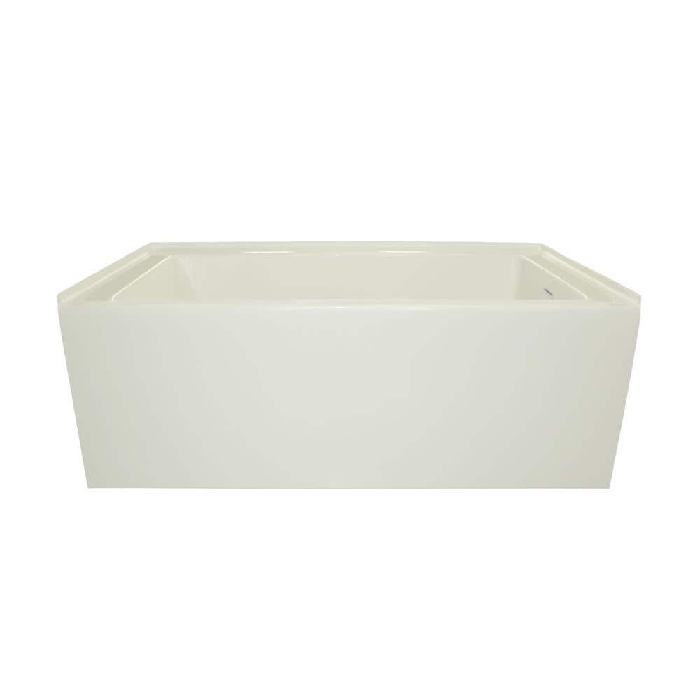 Sydney 60 in. Acrylic Left Drain Rectangle Alcove Soaking Bathtub in White, Linear Integral Overflow in Polished Chrome price history on PriceWatchPro