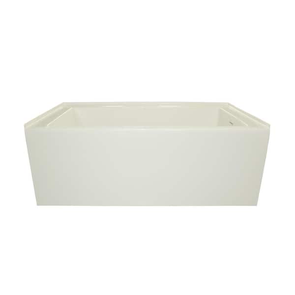 Hydro Systems Sydney 60 in. Acrylic Left Drain Rectangle Alcove Soaking Bathtub in White, Linear Integral Overflow in Polished Chrome