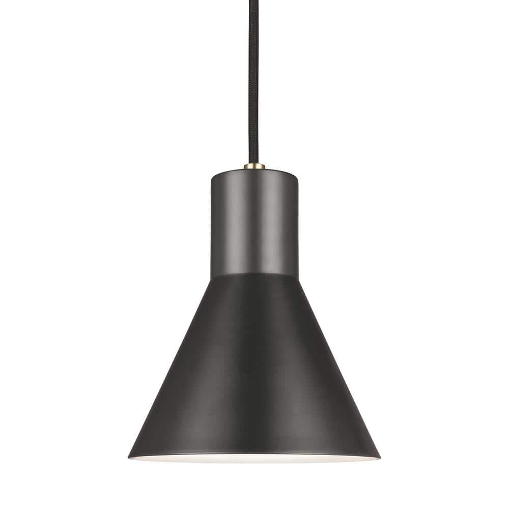 Satin Brass and Black Steel Mini Pendant Light with Adjustable Cord