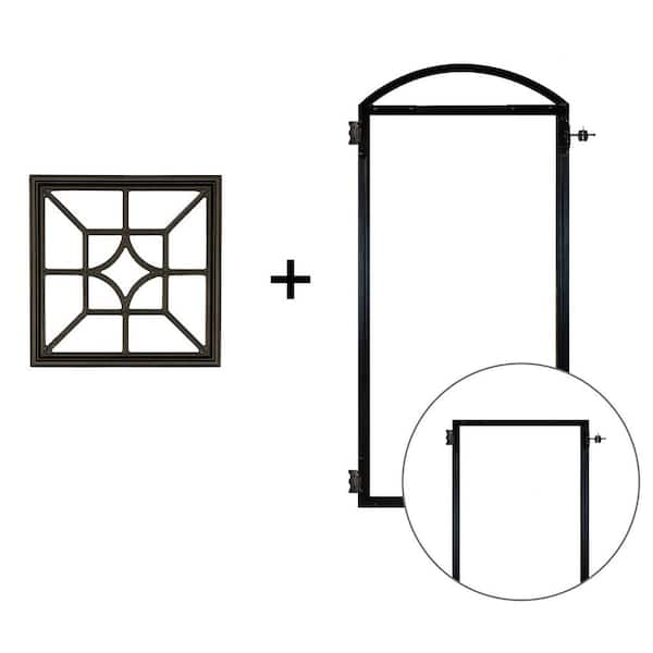 NUVO IRON EZ Install 6 Standard Fence Board Arched Pro Gate Frame with One 15 in. x 15 in. Square Diamond Insert