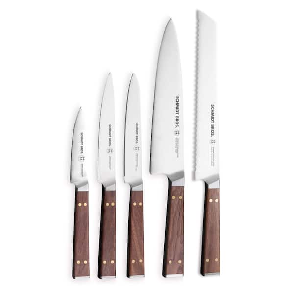 SCHMIDT BROTHERS CUTLERY Brass and Walnut 6-Piece Stainless Steel