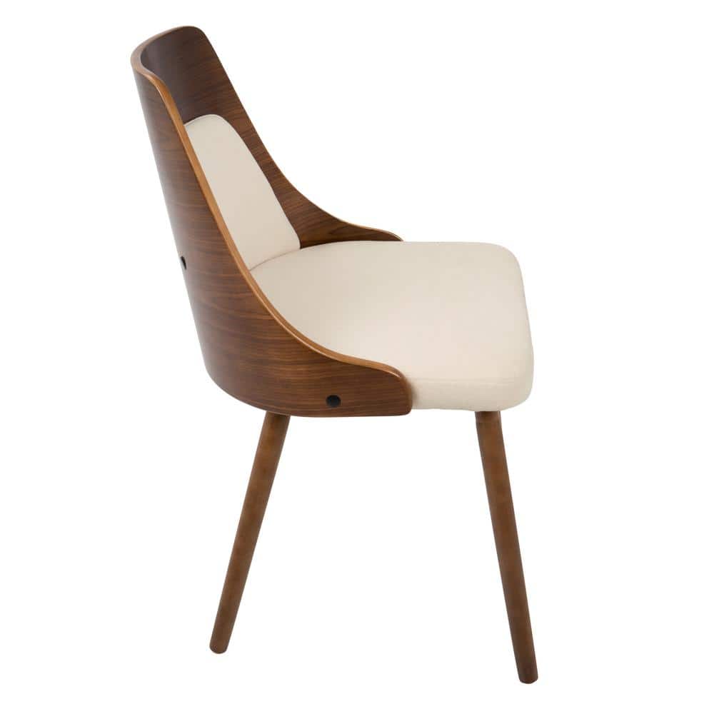 Scandinavian Walnut and Cream Upholstered Side Chair