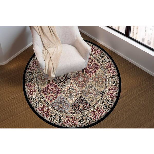 Ancient Garden Multi Panel 5 ft. x 5 ft. Round Area Rug