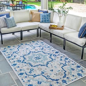 Rashida Modern Celestial Blue Doormat 2 ft. x 3 ft.  Indoor/Outdoor Patio Area Rug