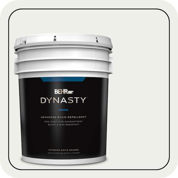 BEHR DYNASTY 5 gal. Designer Collection #DC-004 Winter White Satin Enamel Interior Stain-Blocking Paint & Primer
