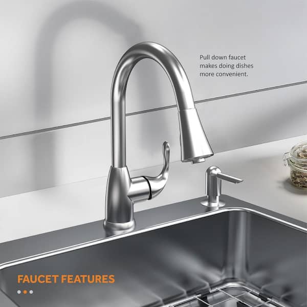 Glacier Bay Bratten 33 in. Drop-In 60/40 Double Bowl 18