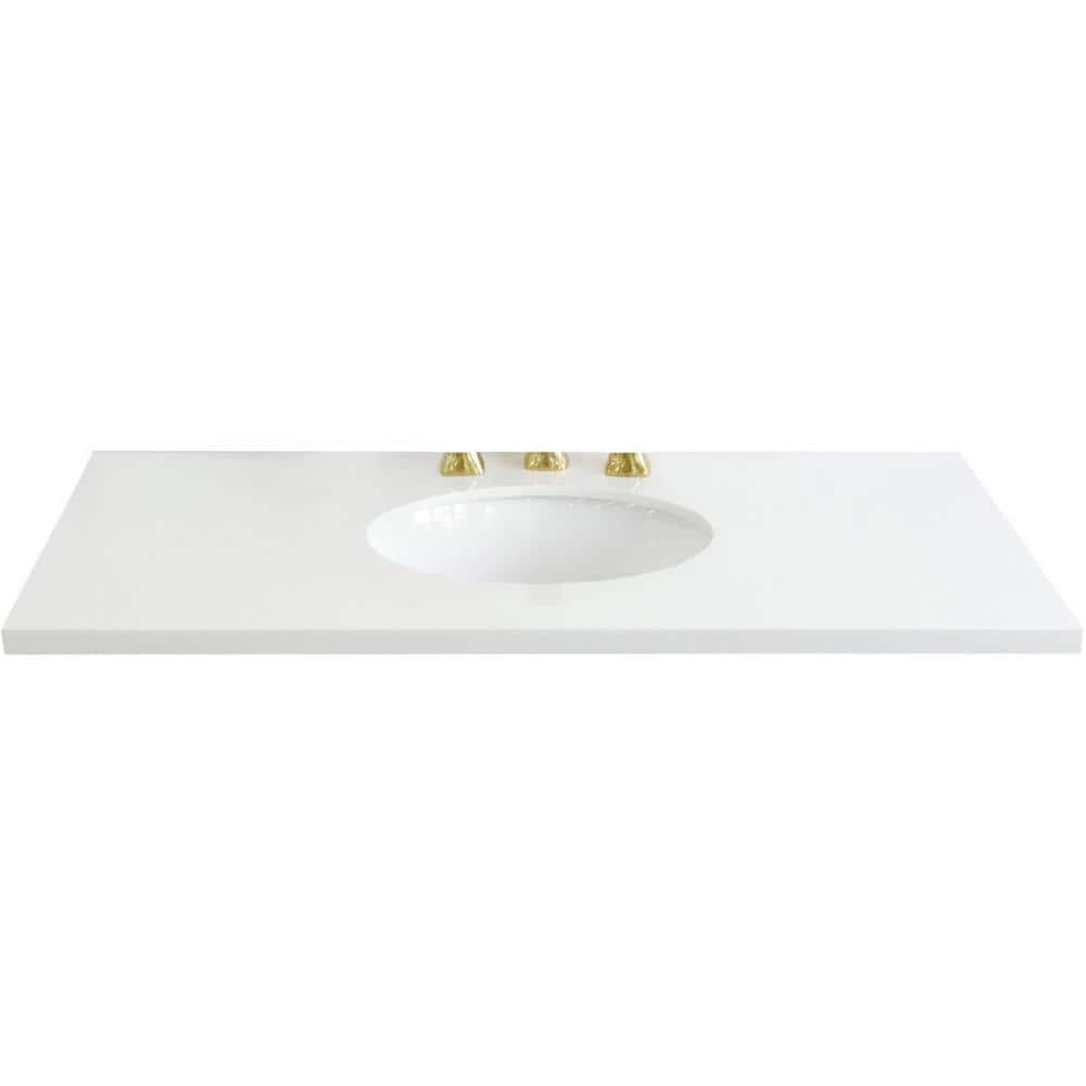 43 in. White Quartz Vanity Top with Single Ceramic Sink