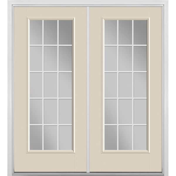 Masonite 72 in. x 80 in. Canyon View Fiberglass Prehung Left Hand Inswing GBG 15-Lite Clear Glass Patio Door with Brickmold