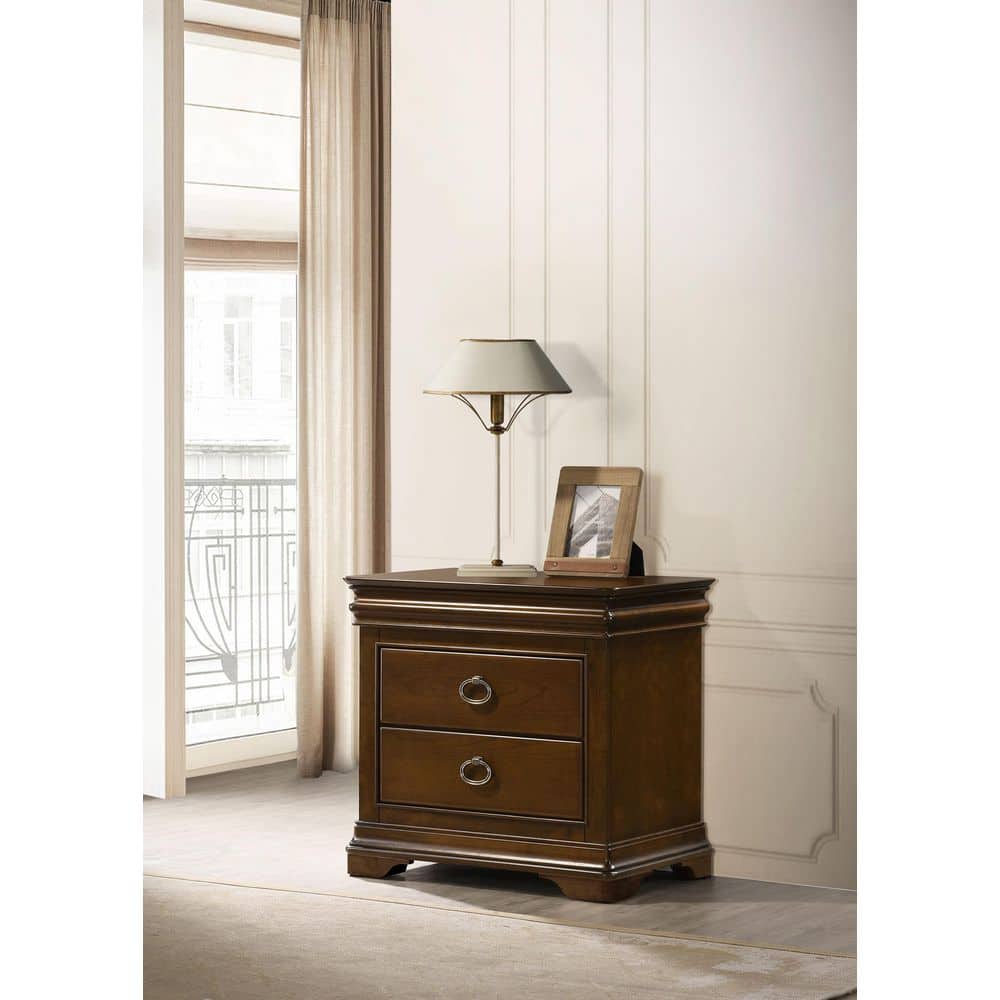 Garland 3-Drawer Nightstand Bedside Table Brown Cherry