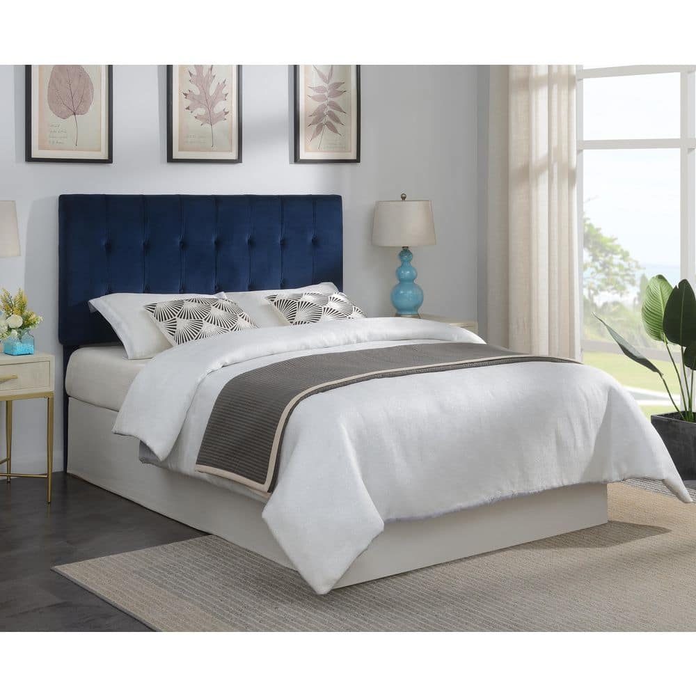 Regina Navy Blue Velvet Upholstered Full/Queen Headboard