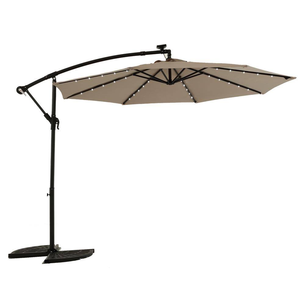 10 ft. Steel Offset Hanging Market Patio Umbrella in khaki Brown with Solar LED price history on PriceWatchPro