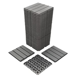 1 ft. W x 1 ft. L Plastic Interlocking Deck Tiles Wood Grain Gray (10-Pack)