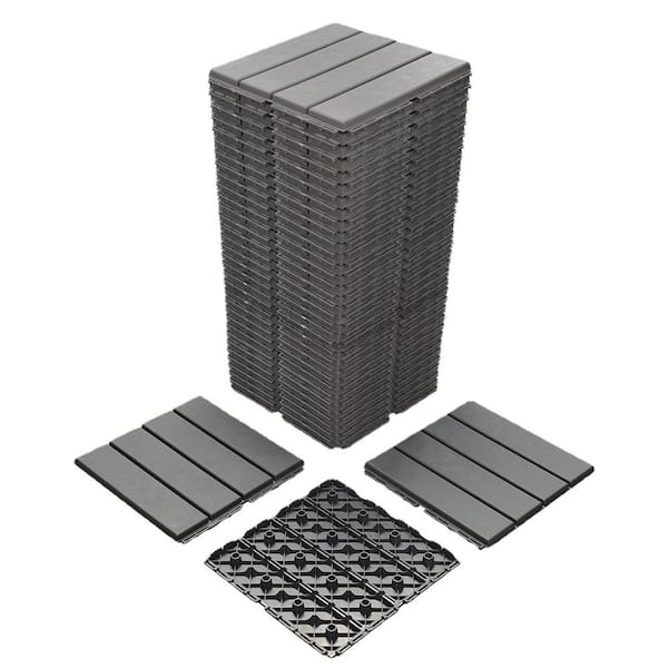 Pro Space 1 ft. W x 1 ft. L Plastic Interlocking Deck Tiles Wood Grain Gray (10-Pack)