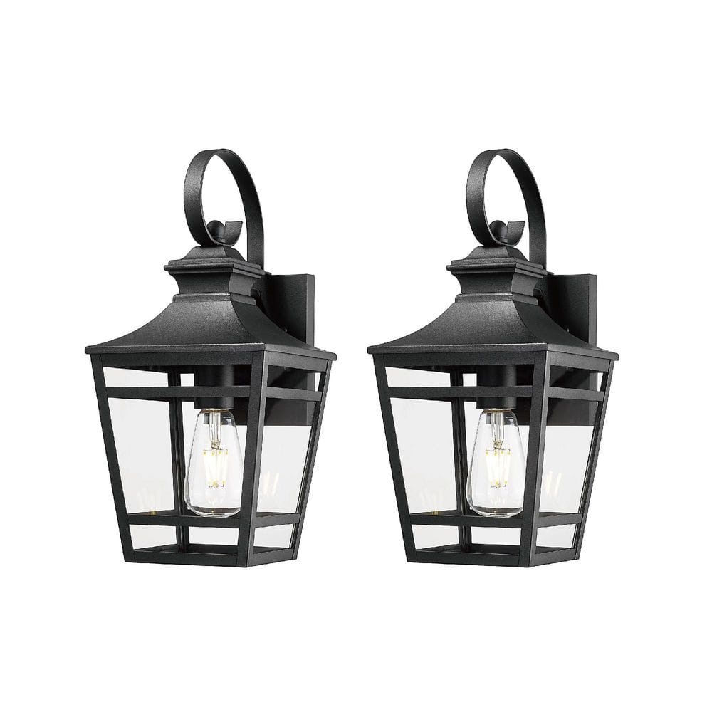 16.5 in. Black Outdoor Hardwired Wall Lantern Sconces with Waterproof Rust 