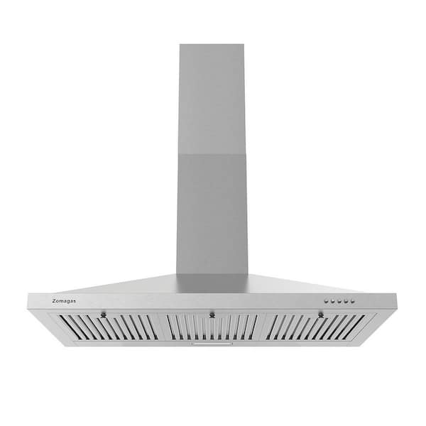 36 in Range Hood, Wall Mounted Vent Hood in Stainless Steel,3 Speed Exhaust Fan, 3 Pcs Baffle Filters, Energy Saving LED