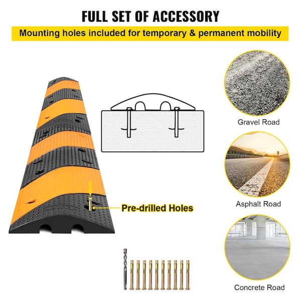 VEVOR 38 .58 in. x 9.45 in. Cable Protector Ramp 2 Channel 12000 lbs. Load  Raceway Cord Cover Speed Bump for Traffic (5-Pack) SKCDL52WH1111U72JV0 -  The Home Depot