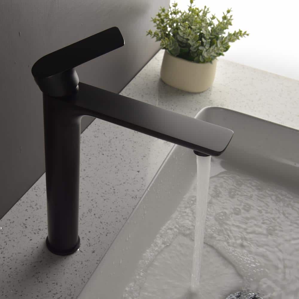 Matte Black Single-Handle Brass Bathroom Vessel Sink Faucet