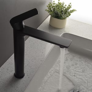 Single-Handle Single-Hole Bathroom Faucet, Vessel Sink High Bathroom Faucet in Matte Black