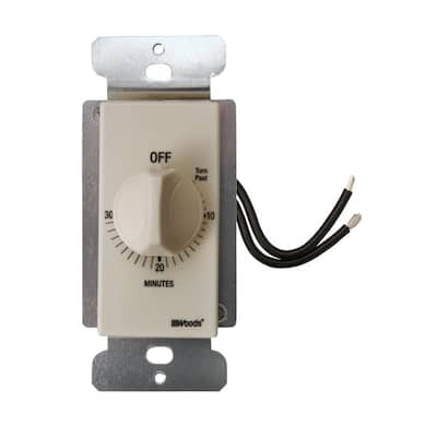 20-Amp 30-Minute In-Wall Spring Wound Countdown Timer Switch, Almond