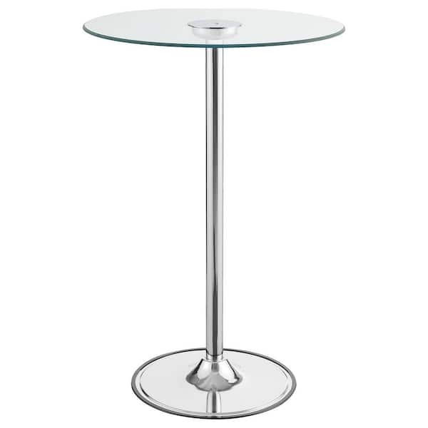 Coaster Thea LED Chrome and Clear Glass 28 in. Pedestal Dining Table 2-Seats