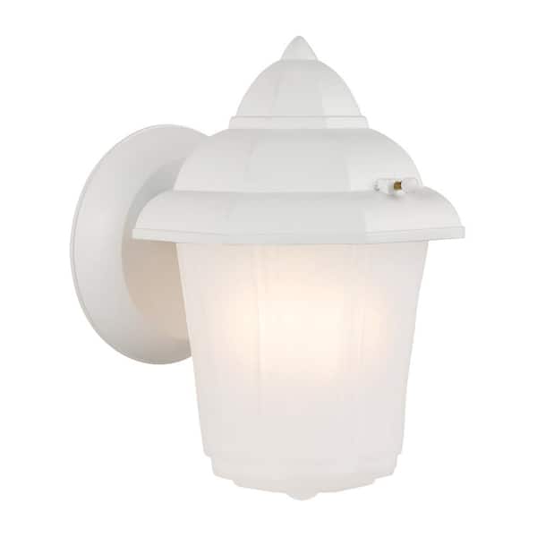 Design House Maple Street White Outdoor Wall Lantern Sconce with Frosted Glass