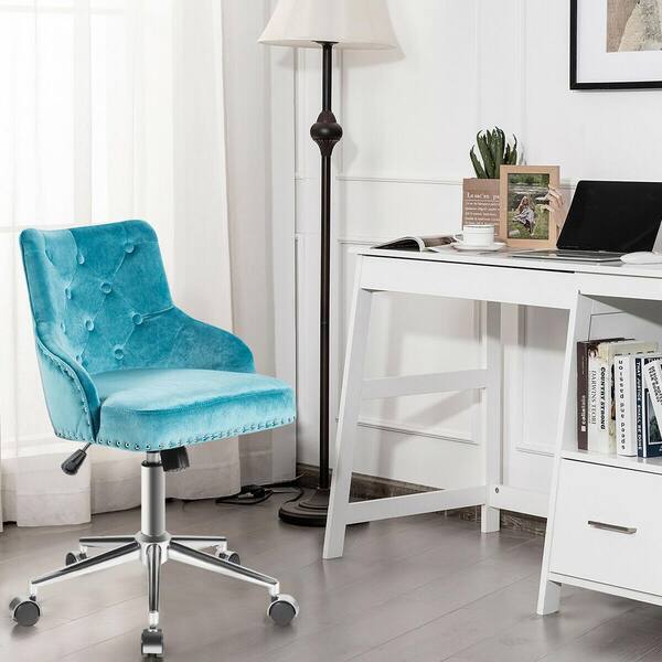 Lashaon Adjustable Height Desk Chair and Ottoman Inbox Zero Upholstery Color: Light Blue