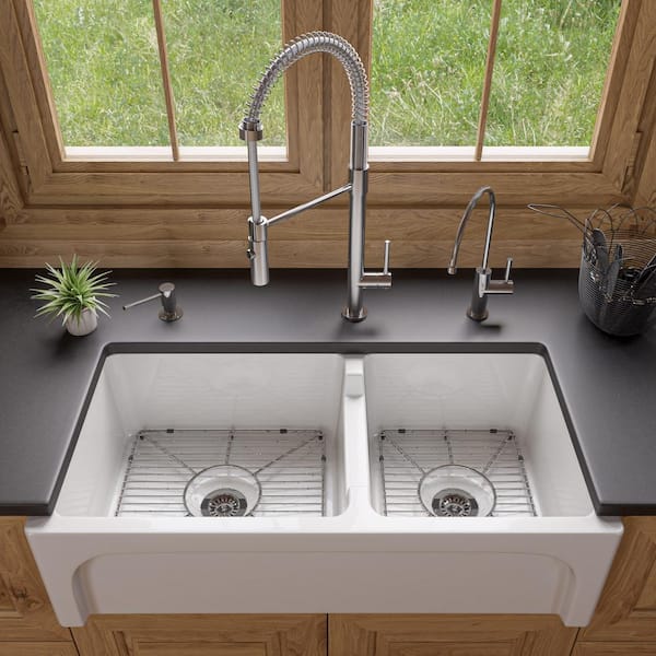 Gray Shelf Over Farmhouse Sink - Transitional - Kitchen