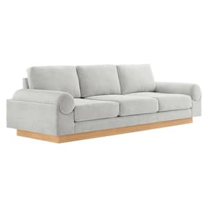 Oasis 102.5 in. Round Arms Polyester Rectangle Sofa in. Light Gray