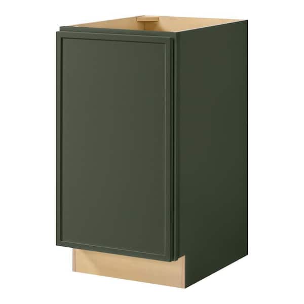 Leyton 18 in. W x 24 in. D x 34.5 in. H Ready to Assemble Plywood Slim Shaker Trash Can Kitchen Cabinet in Fern Green