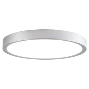 9 in. 24-Watt Silver Color Selectable Simple LED Flush Mount with Circle Shade