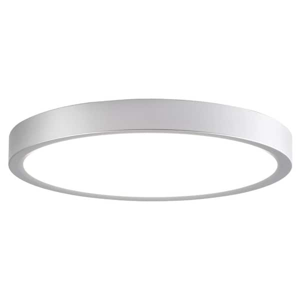 9 in. 24-Watt Silver Color Selectable Simple LED Flush Mount with Circle Shade