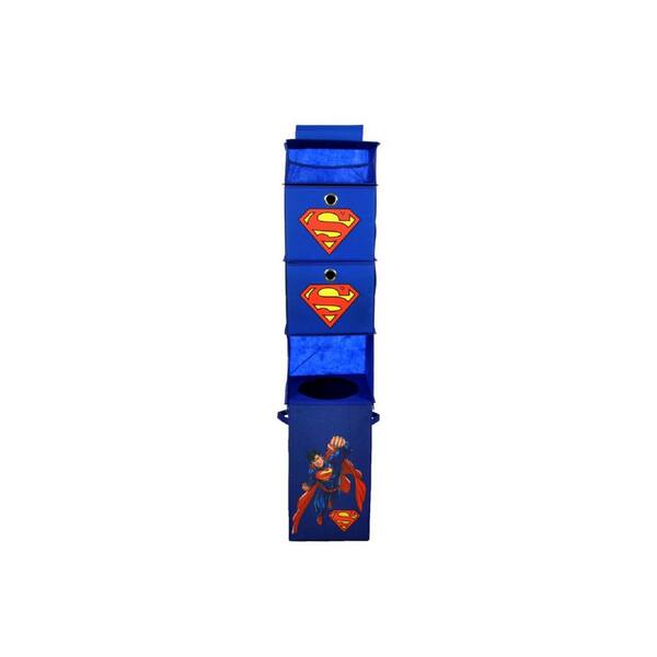 Modern Littles 10.5 in. x 52.5 in. Superman Blue Closet Hanging Organizer Including 2-Storage Bins