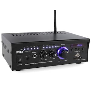 HDPCAU46BA 2x120 Watt Power Amplifier, Home Audio Bluetooth Receiver, USB/SD, AUX, RCA, Headphone Jack, Remote
