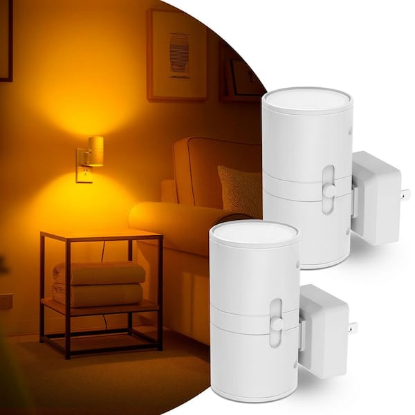 4-Pack Amber Plug-In Dimmable Night Lights, Auto On/Off Wall Nightlight for Bedroom, Hallway, 2000K, 0-100LM