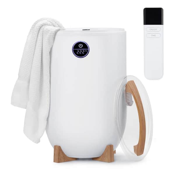 Karl home 20 in. L Electric Plug-in Towel Warmer with LED Display in White with Two Towel Holders