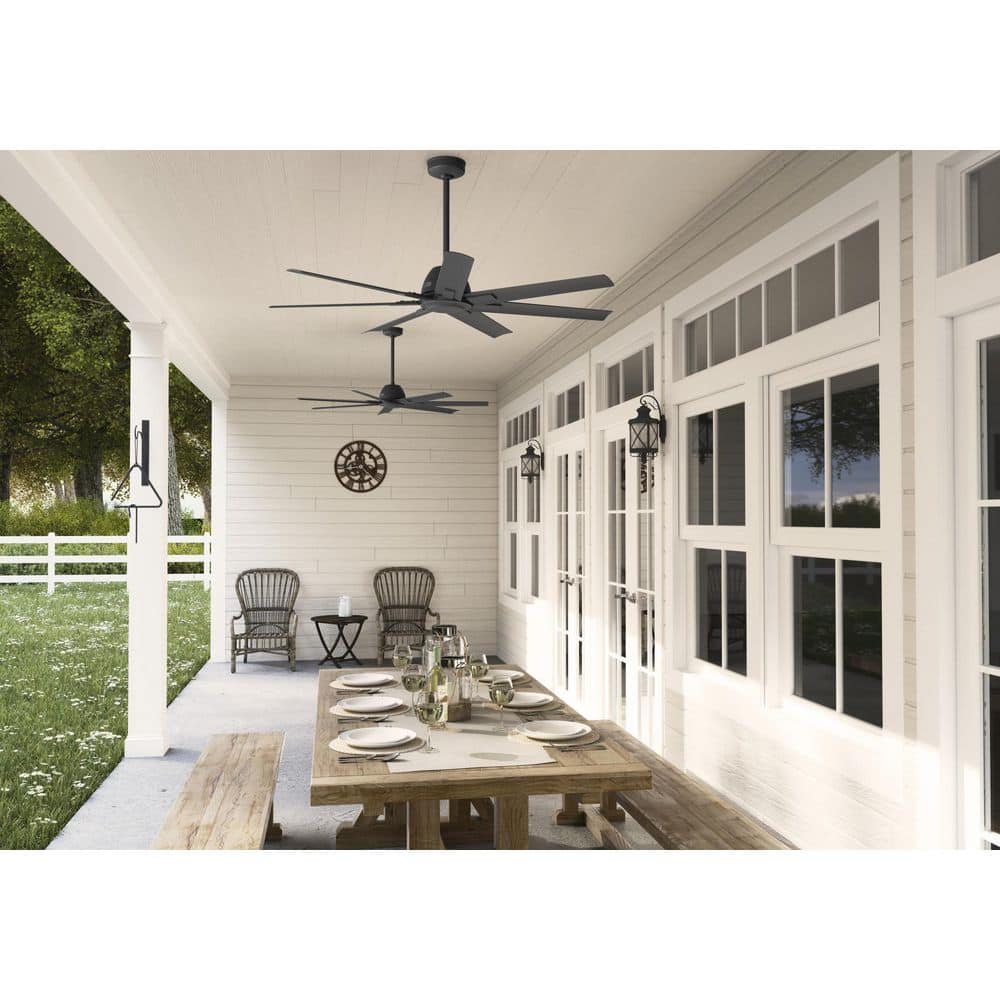 Downtown 60" Matte Black 7-Blade Ceiling Fan with Wall Control