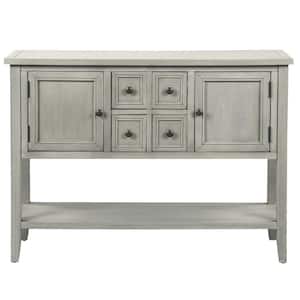 Antique Gray Buffet Sideboard Console Table with Storage Drawers and Bottom Shelf