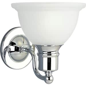 Madison Collection 1-Light Polished Chrome Etched Glass Traditional Bath Vanity Light