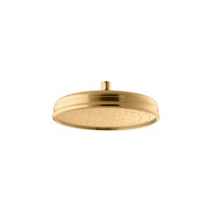 1-Spray Patterns 10. 4375 in. Ceiling Mount Fixed Shower Head in Vibrant Brushed Moderne Brass