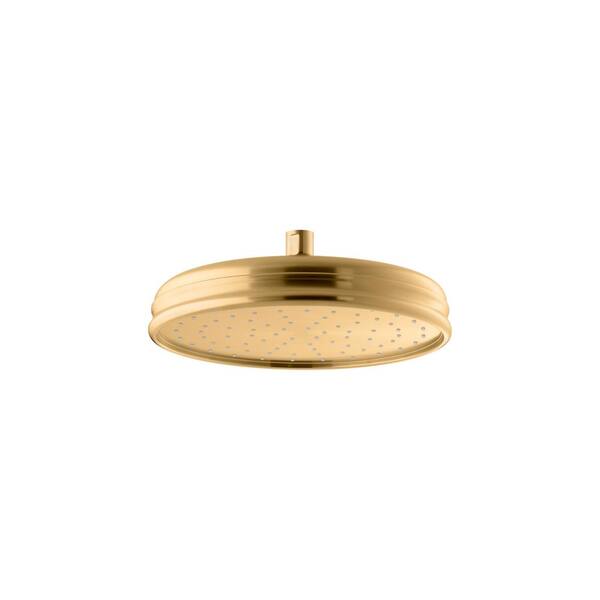 KOHLER 1-Spray Patterns 10. 4375 in. Ceiling Mount Fixed Shower Head in Vibrant Brushed Moderne Brass