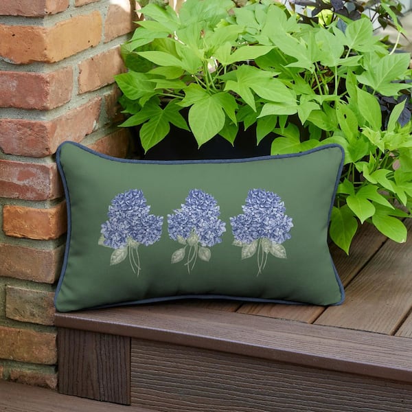 Hampton Bay 20 x 12 Outdoor Patio Lumbar Pillow in Endive Hydrangea HS10T06C-9D4