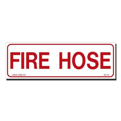 9 in. x 3 in. Decal Red on White Sticker Fire Hose
