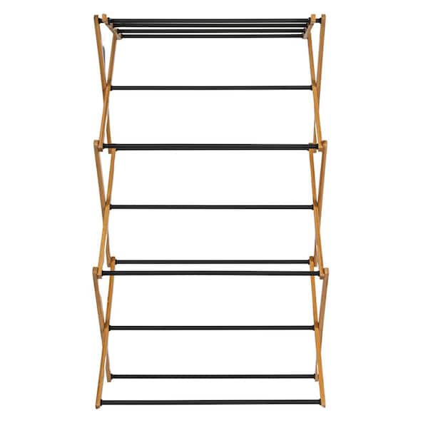 Compact Space Saving Drying Rack Bamboo Wall-Mount Drying Rack ...