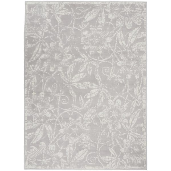 Whimsicle Grey 6 ft. x 9 ft. Floral Contemporary Area Rug
