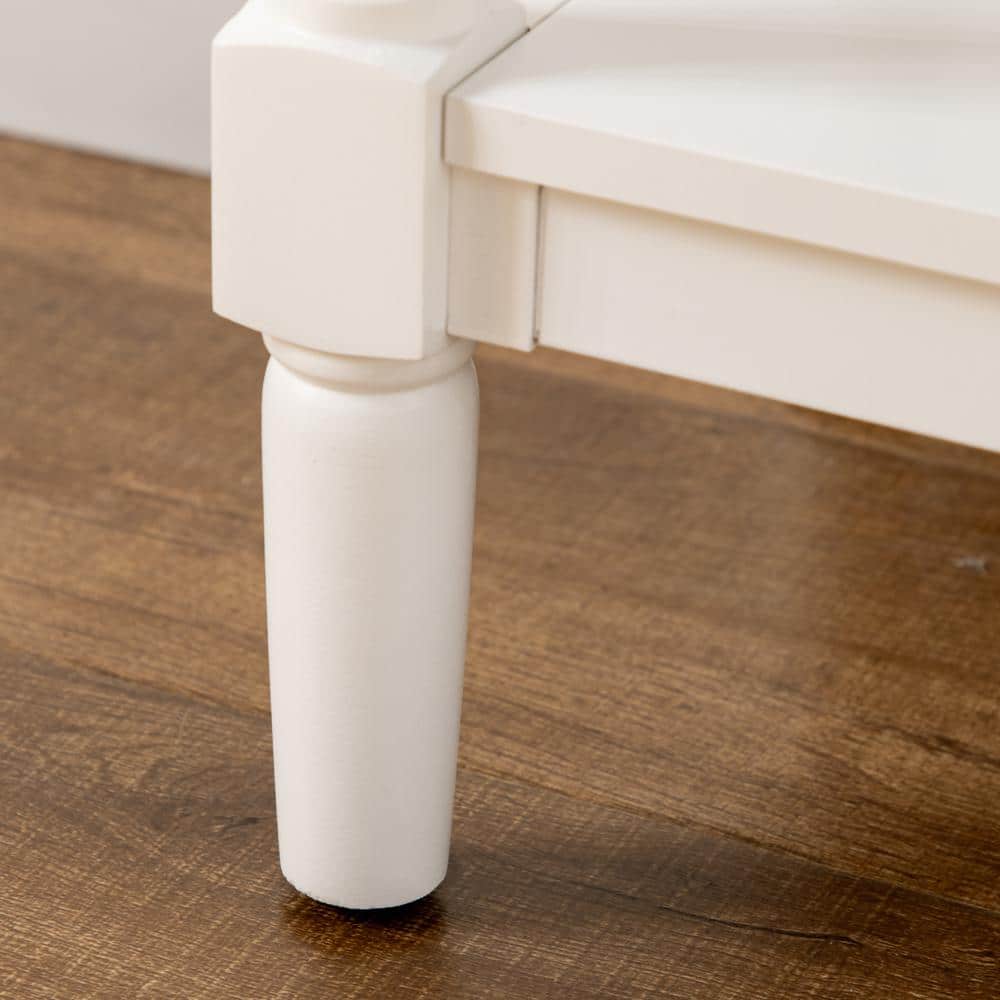 White Wood Console Table with Drawers and Storage Shelf
