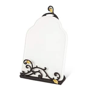 Multi Gold Leaf White Countertop Message Board and Book Holder