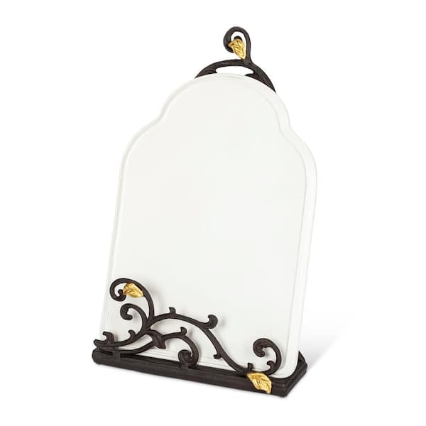 GG COLLECTION Multi Gold Leaf White Countertop Message Board and Book Holder