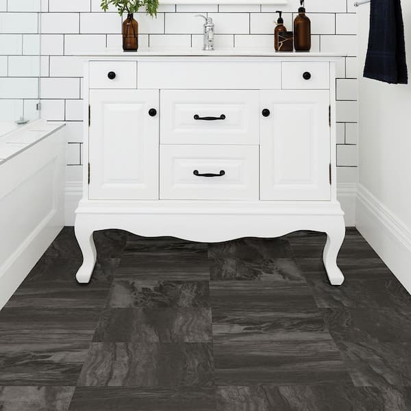 FloorPops Raven 12 in. W x 12 in. L Peel and Stick Floor Vinyl Tiles (20 tiles, 20 sq. ft. case)