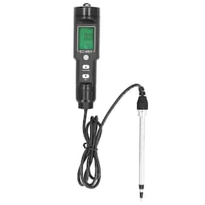 Digital Soil Tester LCD Backlight Display Soil EC Temperature Tester Portable Conductivity Meter for Hydroponics, Black