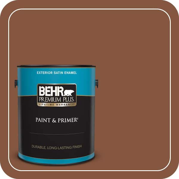 BEHR PREMIUM PLUS 1 gal. #230F-7 Florence Brown Satin Enamel Exterior Paint & Primer